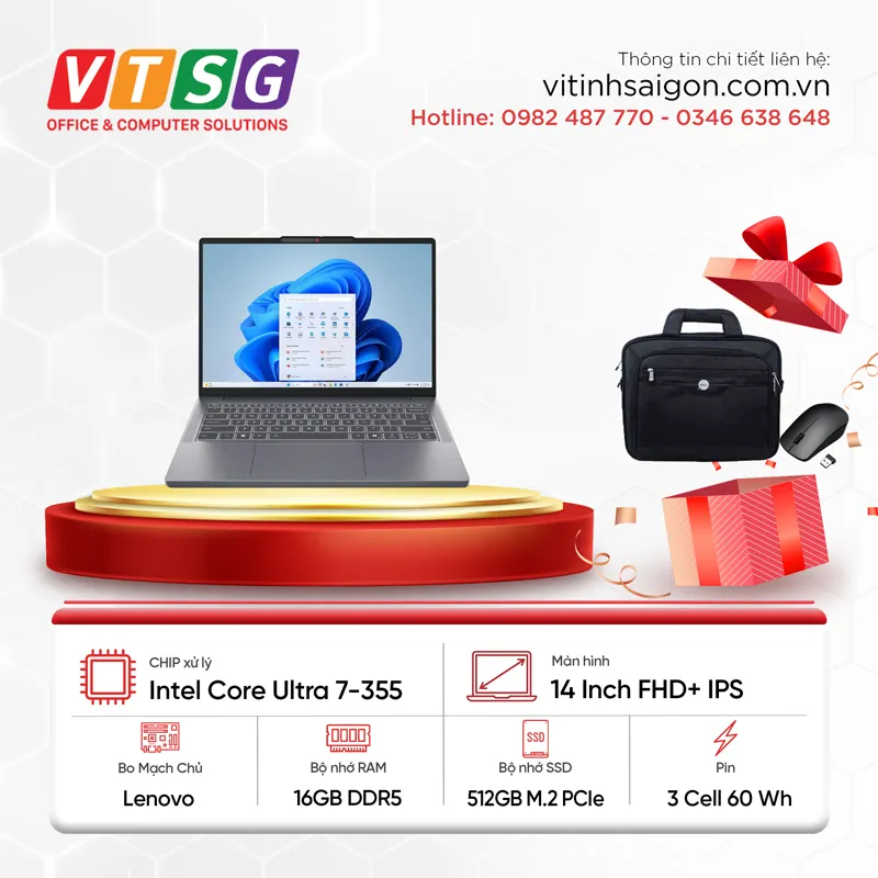Laptop Lenovo Ideapad Slim 3 83UQ002GVN (Ultra7-355/16GB/512G/14/W11)