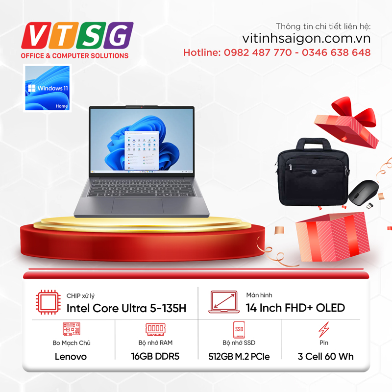 Laptop Lenovo Ideapad Slim 5 83V6001GVN (Ultra5-135H/16GB/512G/14/W11)