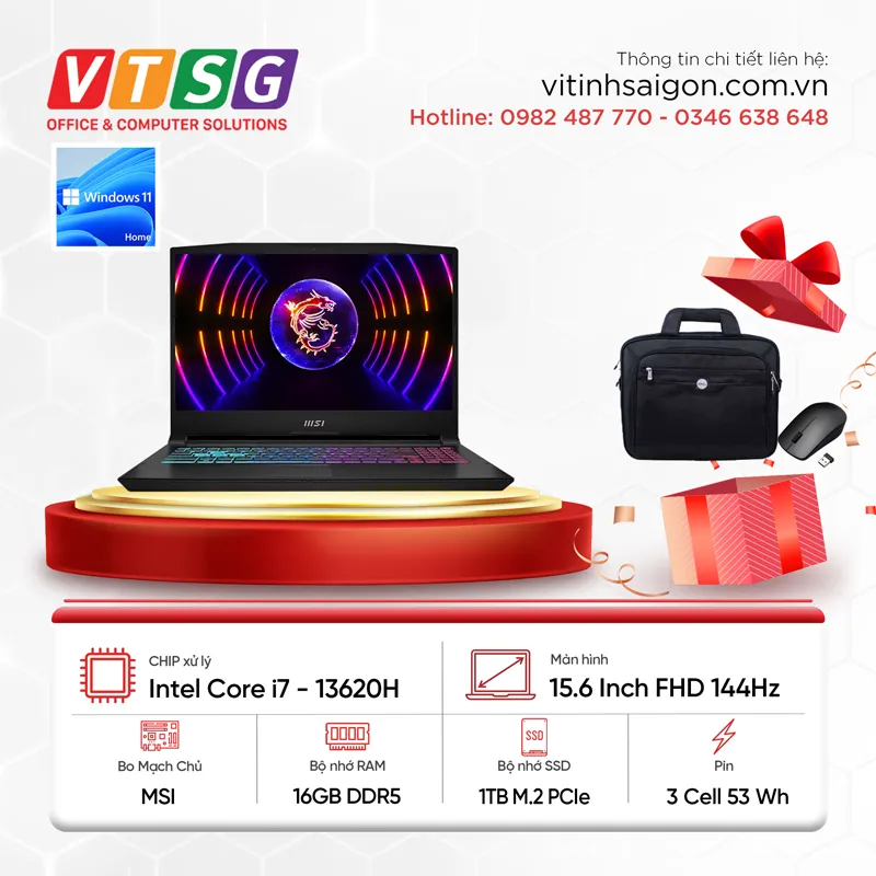 Laptop MSI Katana 15 B13VEK-2440VN (i7-13620H/16GB/1T/RTX40506G/15.6/W11)