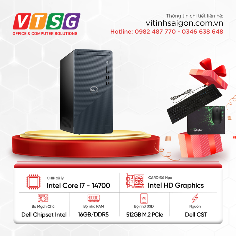 Máy Tính Dell Inspiron 3030T MTI71027W1 (i7-14700/16GB/512G/Win11)