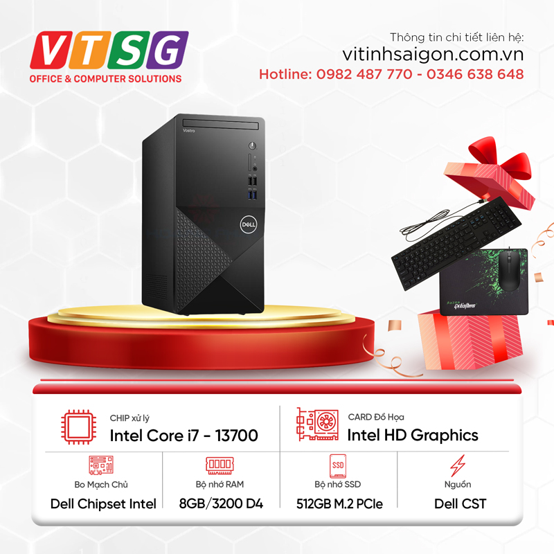 Máy Tính Dell Vostro 3020 Tower (i7-13700/8GB/512GB/Win11)