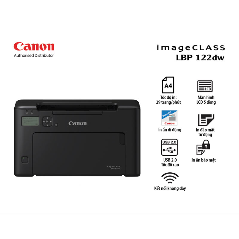 Máy in laser đen trắng Canon LBP 122DW (In đảo mặt/A4/A5/USB/LAN/WIFI)