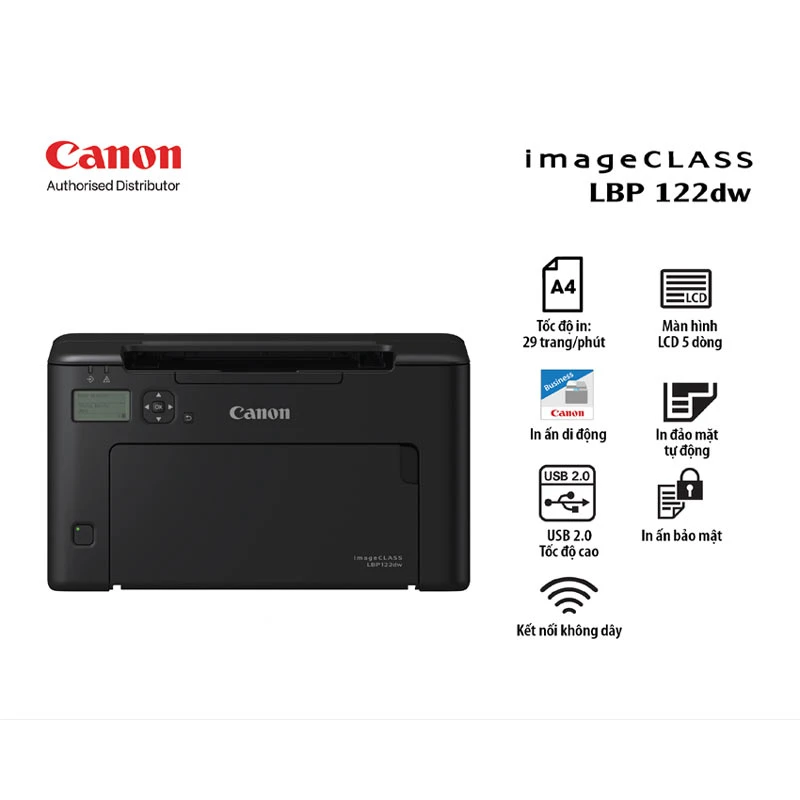 Máy in laser đen trắng Canon LBP 122DW (In đảo mặt/A4/A5/USB/LAN/WIFI)