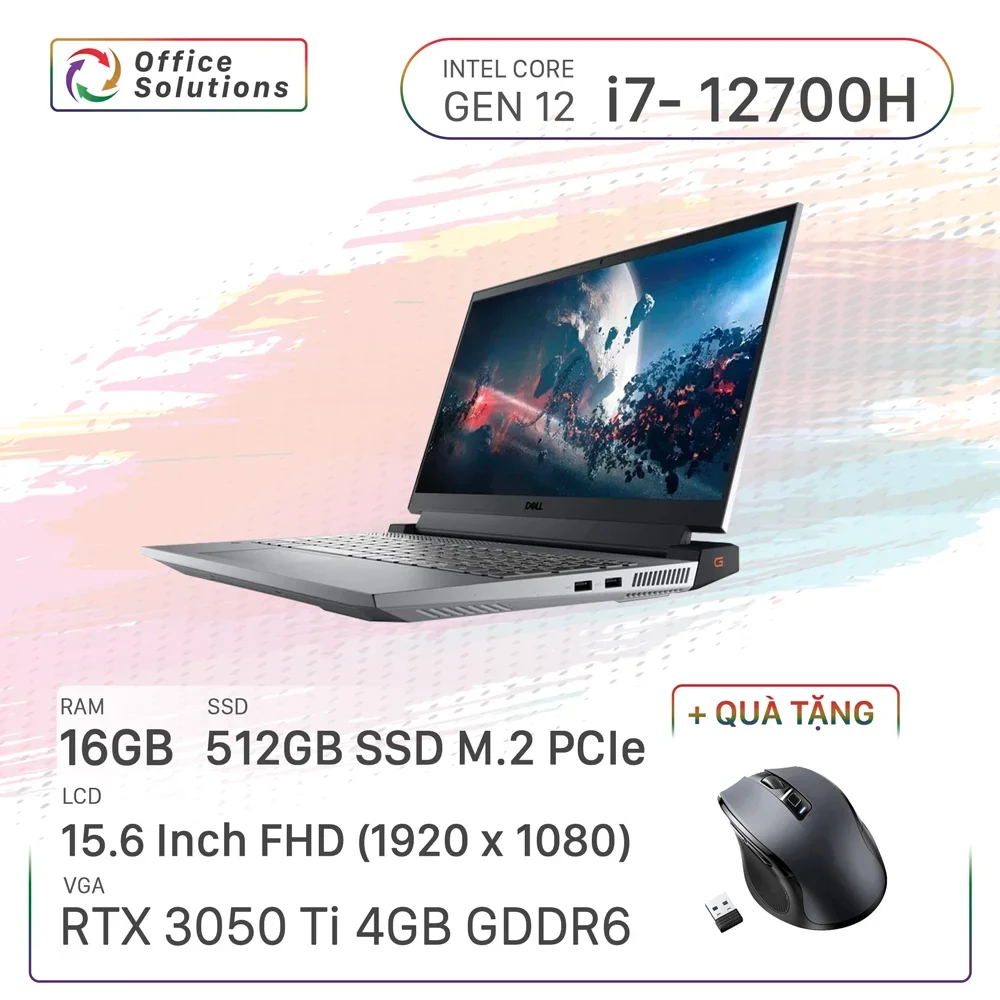 Laptop Dell Gaming G15 5520 i7H165W11GR3050Ti (i7/16GB/512GB/RTX-3050Ti/15.6