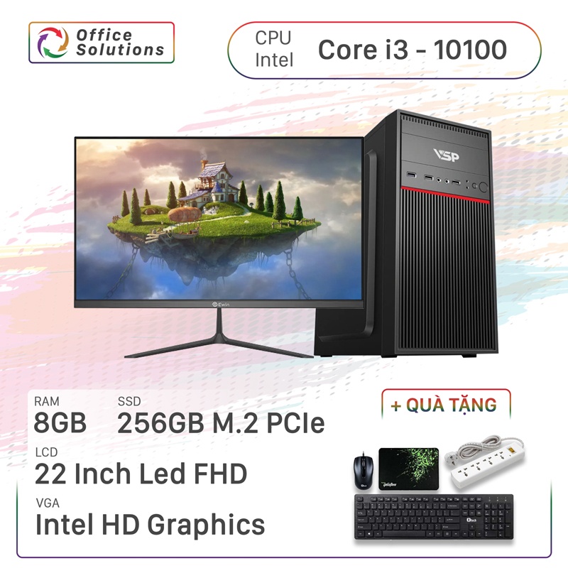 Máy Tính Văn Phòng Giá Rẻ (i3-10100/8GB/256GB/22)