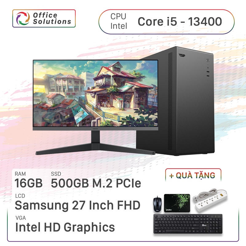 Máy Tính Văn Phòng Giá Rẻ (i5-13400/16GB/500GB/27)