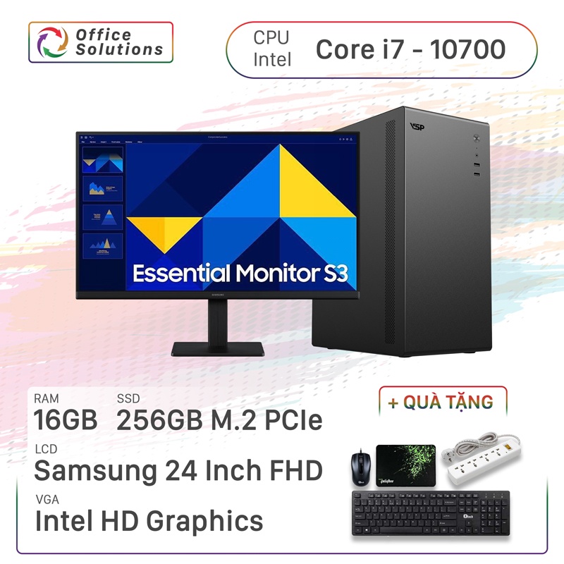 Máy Tính Văn Phòng Giá Rẻ (i7-10700/16GB/256GB/24)