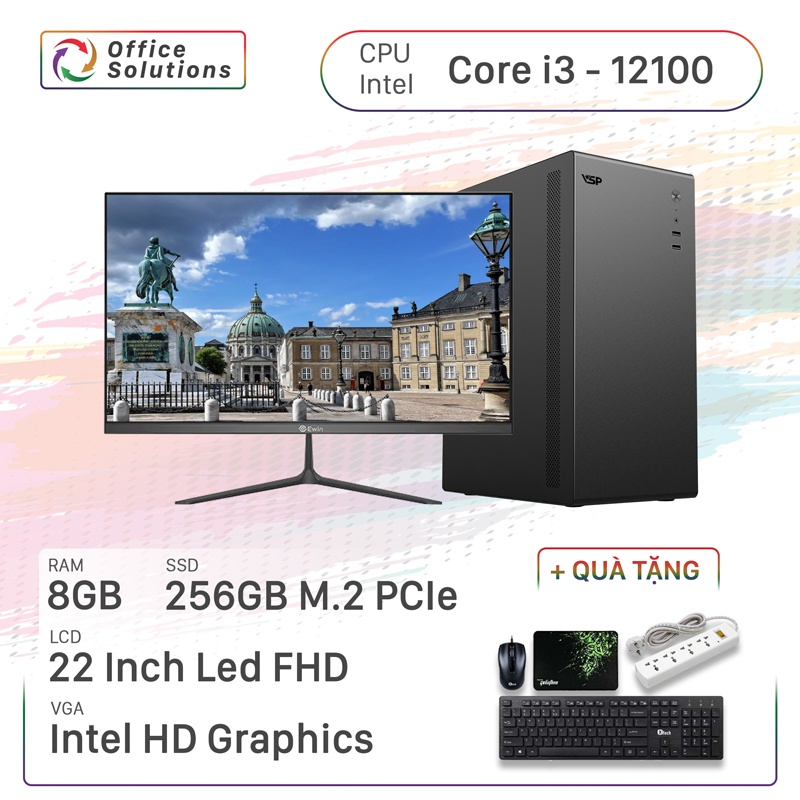 Máy Tính Văn Phòng Giá Rẻ (i3-12100/8GB/256GB/22)