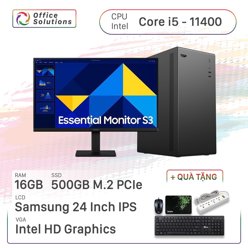 Máy Tính Văn Phòng Giá Rẻ (i5-11400/16GB/500GB/24)