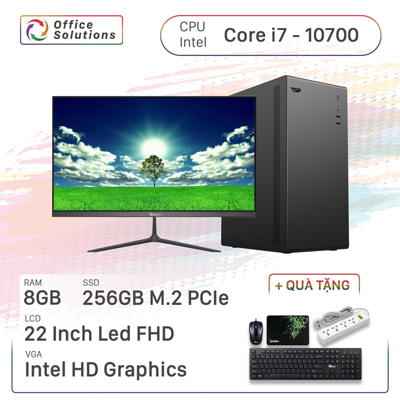 Máy Tính Văn Phòng Giá Rẻ (i7-10700/8GB/256GB/22)