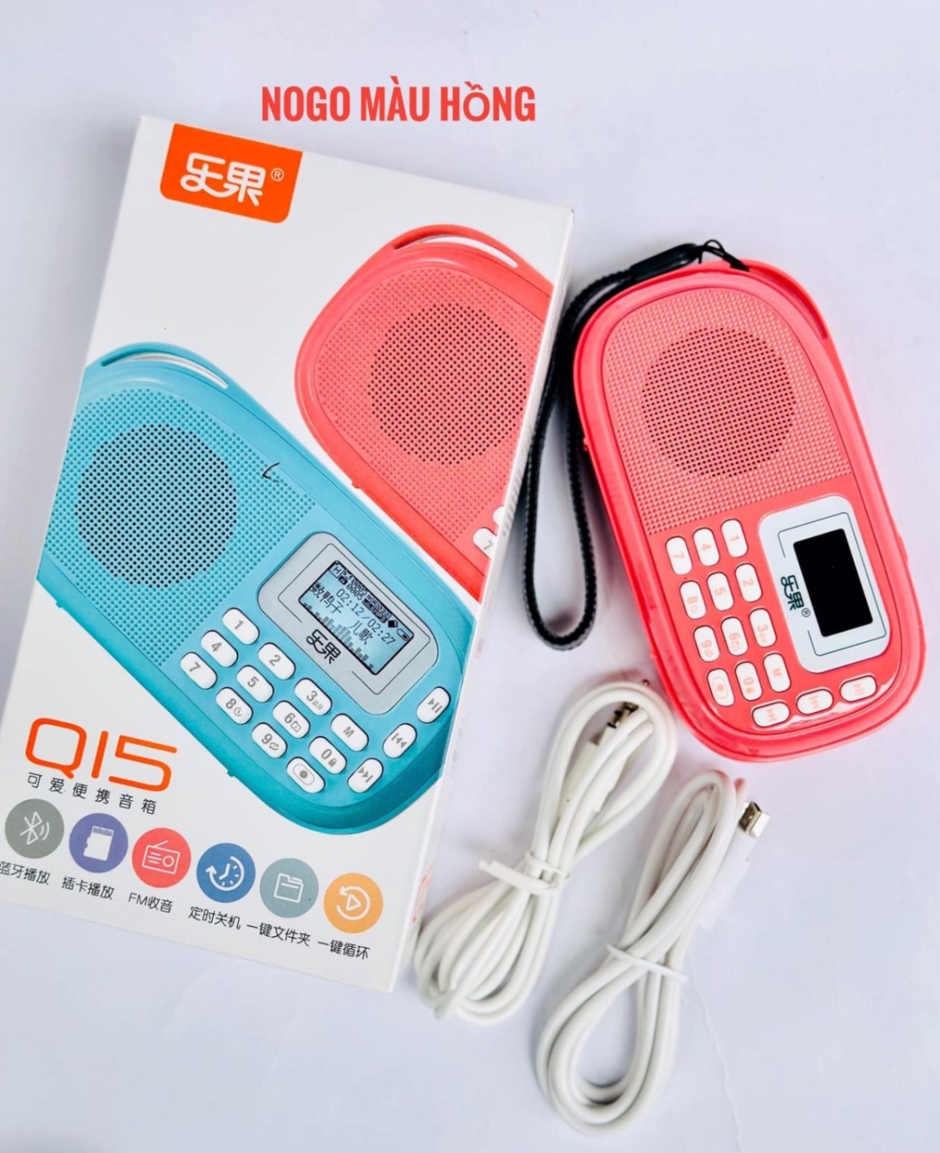Loa Nogo Q15 màu hồng kèm thẻ 8gb-duoc-ban-tai-Nhà sách Hạnh Phúc
