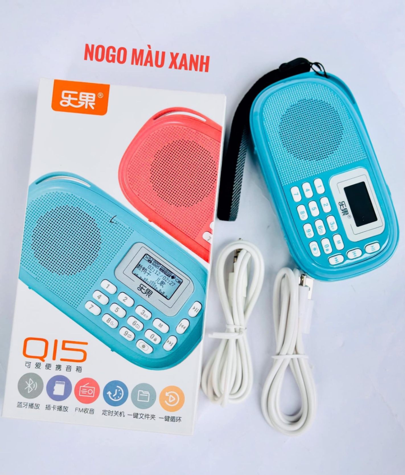 Loa Nogo Q15 màu xanh kèm thẻ 16gb-duoc-ban-tai-Nhà sách Hạnh Phúc