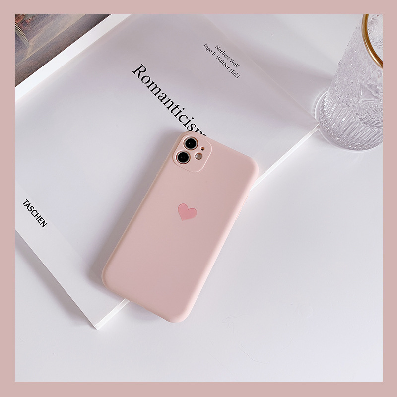 iPhone 11 - Ốp trái tim bảo vệ camera màu pastel - Hồng