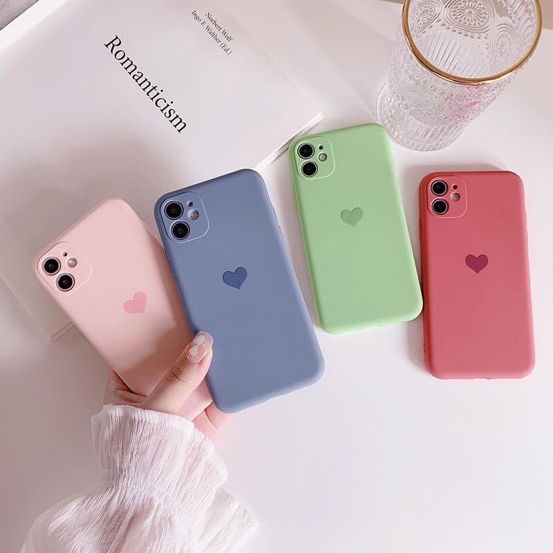 Ốp trái tim bảo vệ camera màu pastel