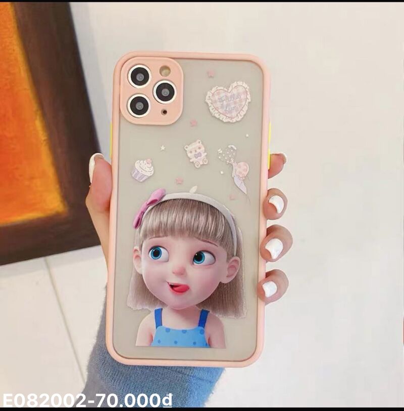 7/8 Plus - Ốp Cô Gái Dễ Thương Viền Hồng
