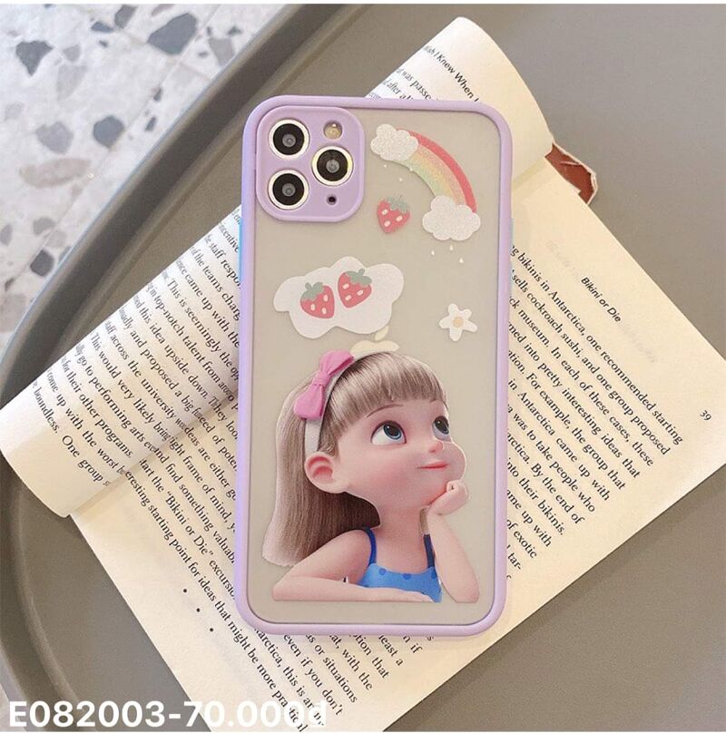 6/6s - Ốp Cô Gái Dễ Thương Viền Tím