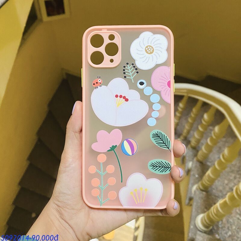 XsMax-Ốp Hoa lá cành - Hồng