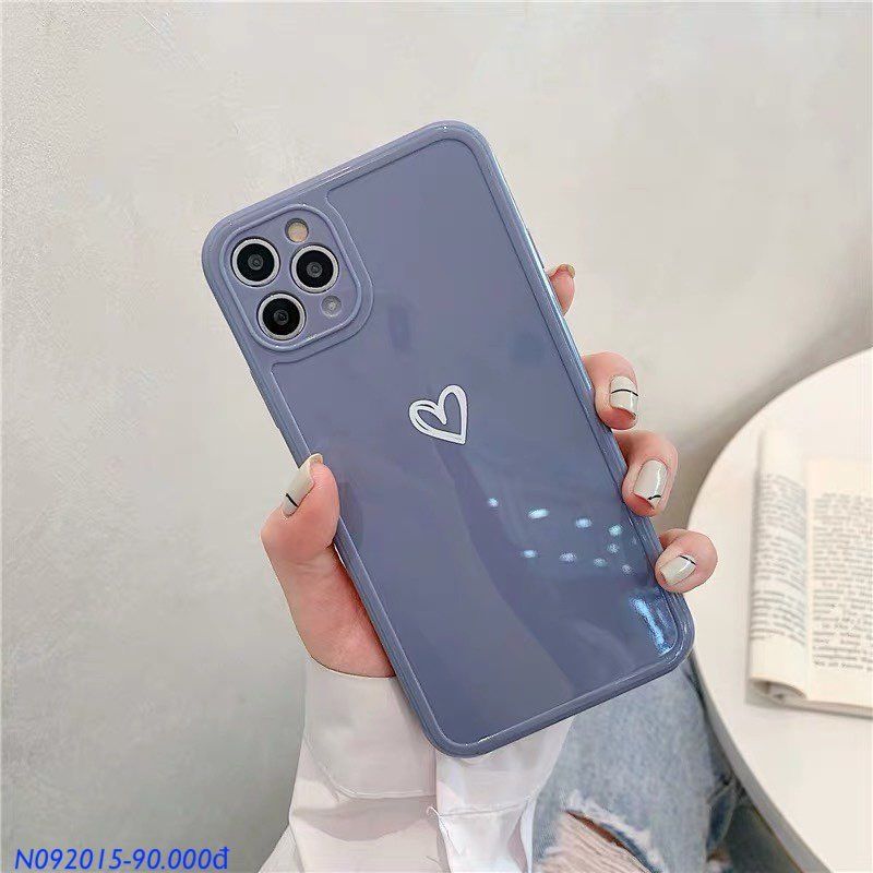 iPhone XsMax - Ốp Tim Xanh Trắng Xám - Xám