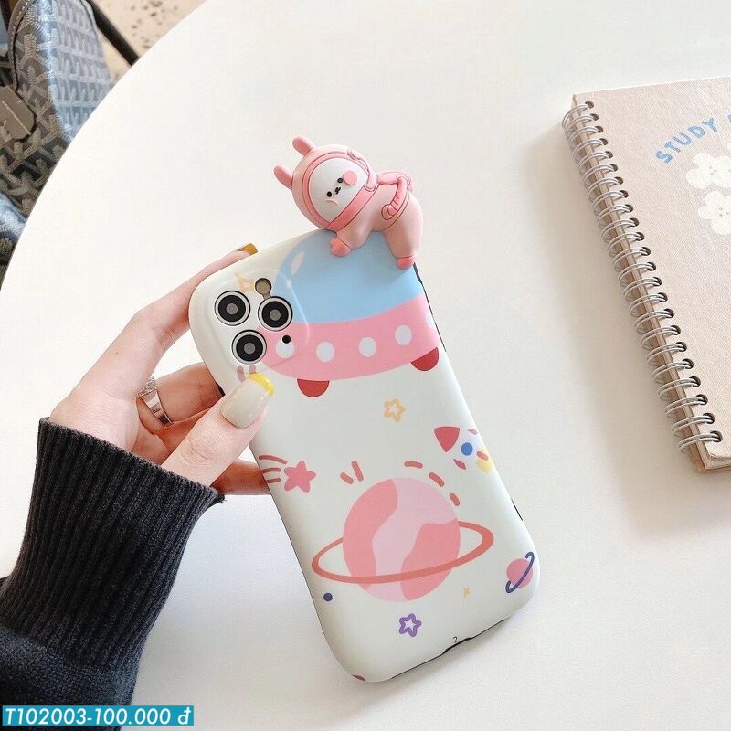 iPhone 11-Ốp Gấu Phi Hành Gia - Hồng