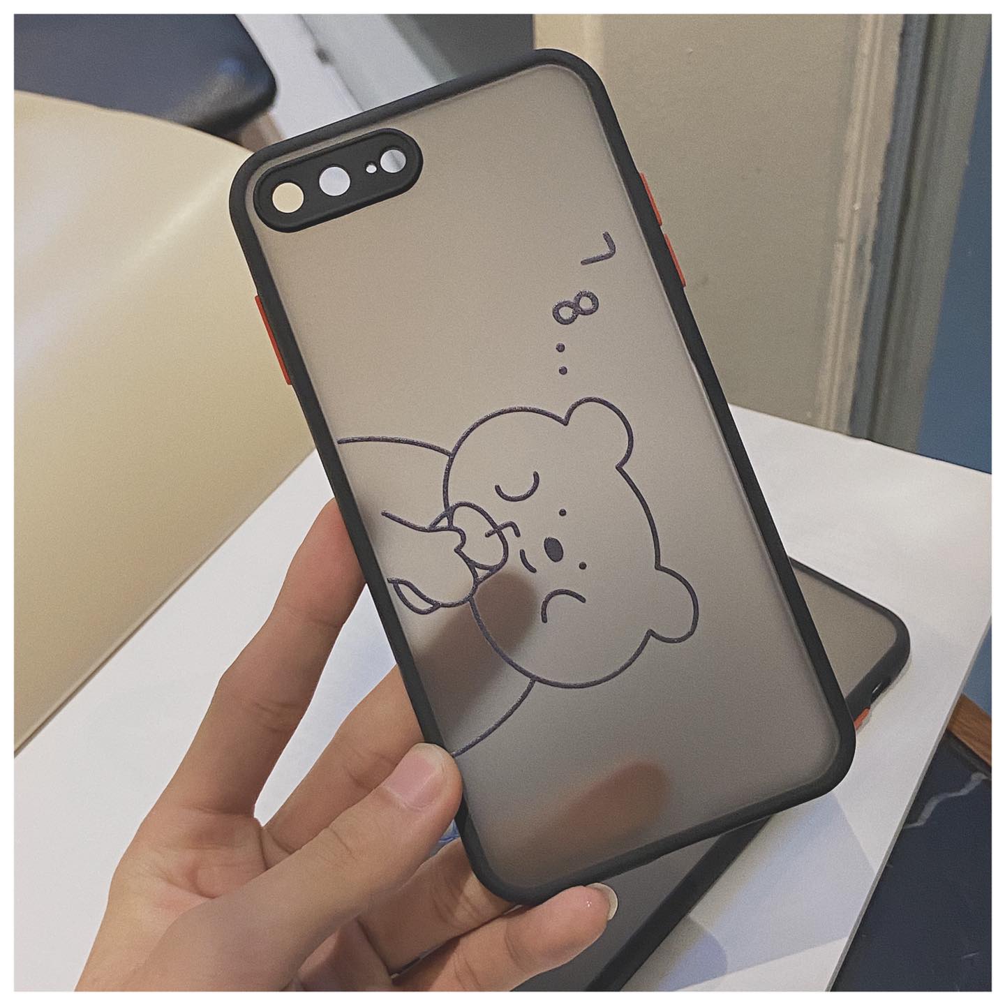 Ốp Gấu 1 Con Viền Silicon Đen