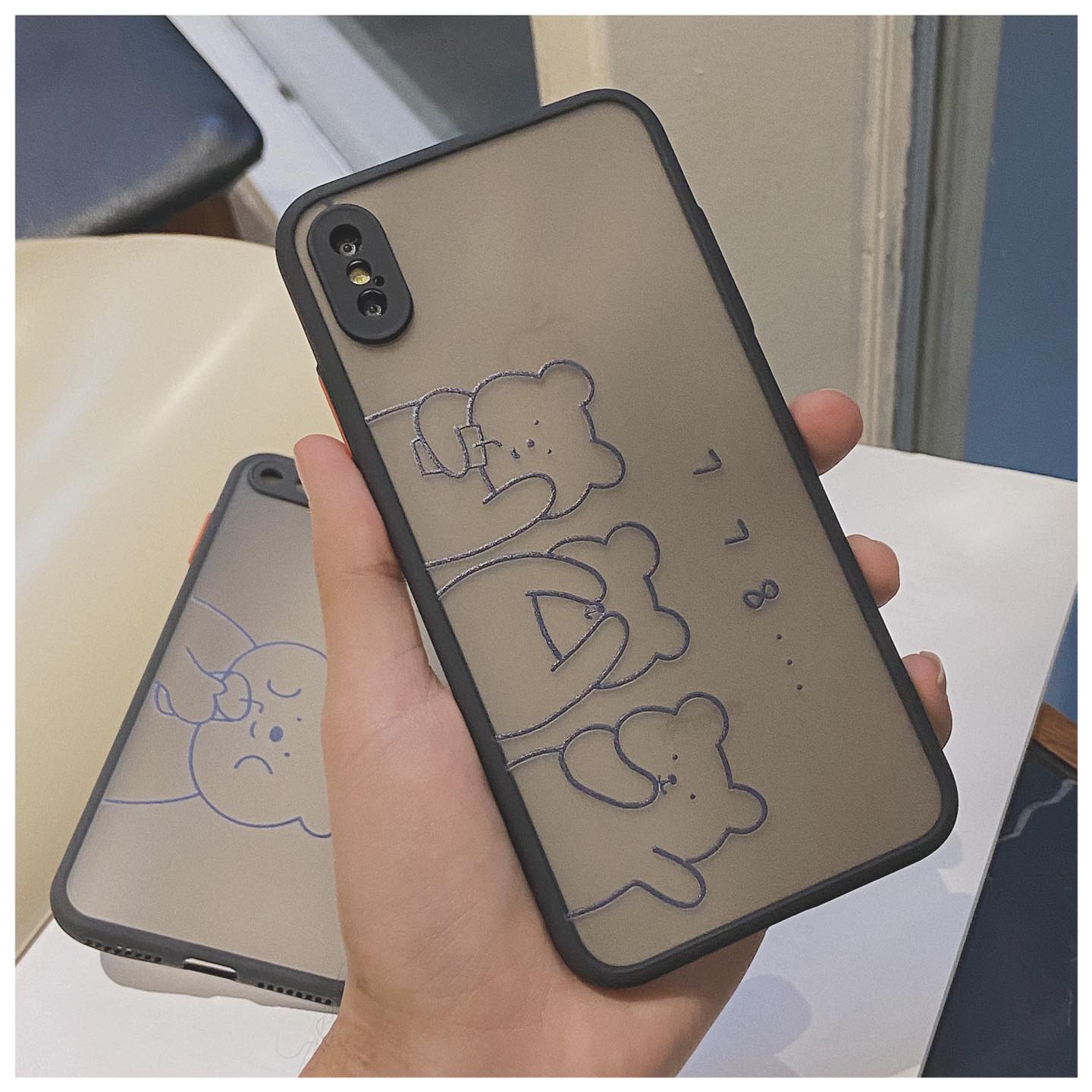 Ốp Gấu 3 Con Viền Silicon Đen
