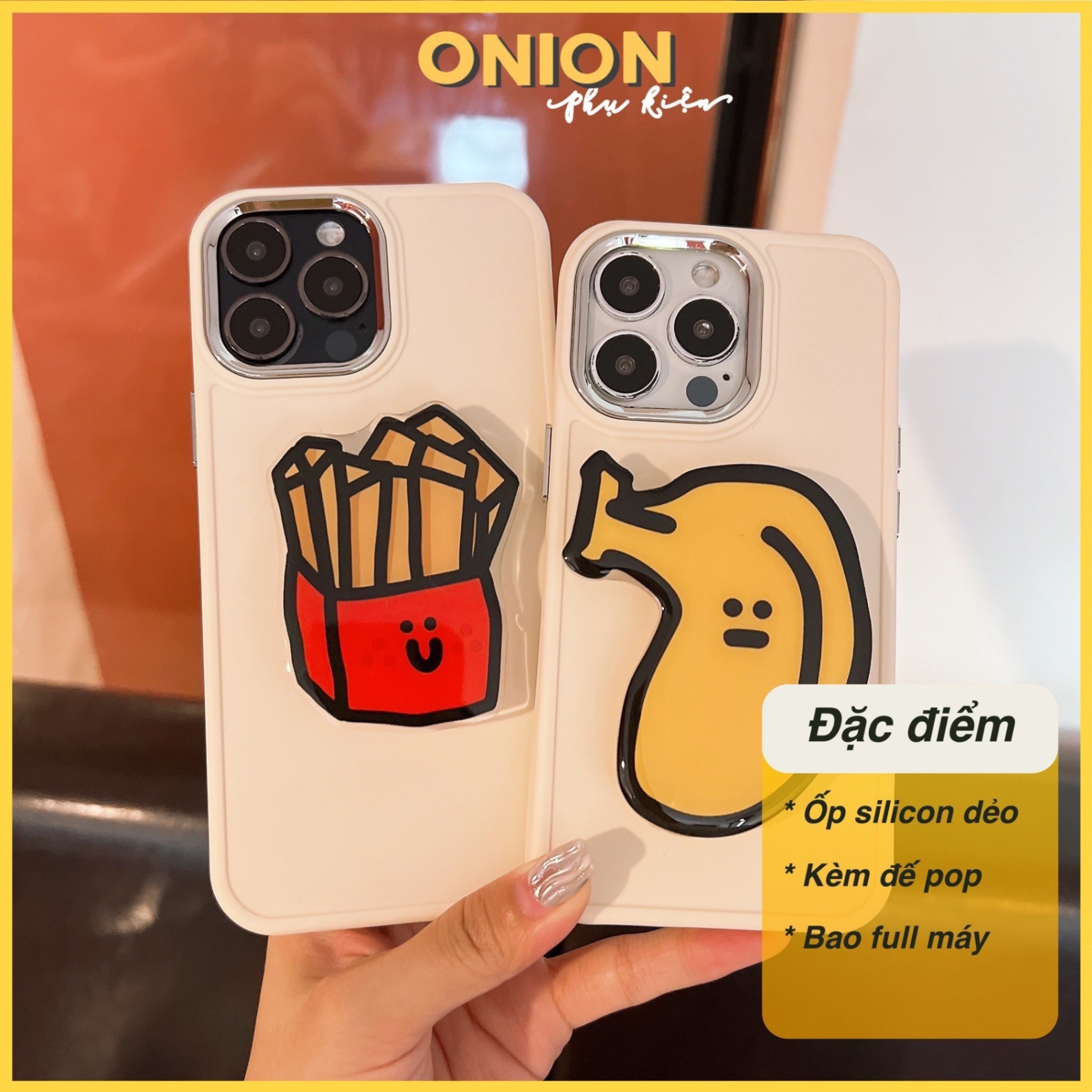 Ốp Silicon dẻo kèm pop Chuối & Khoai