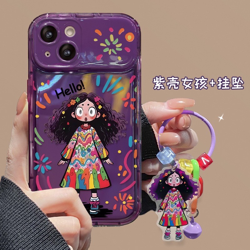 Ốp Tóc Xù Tím kèm móc
