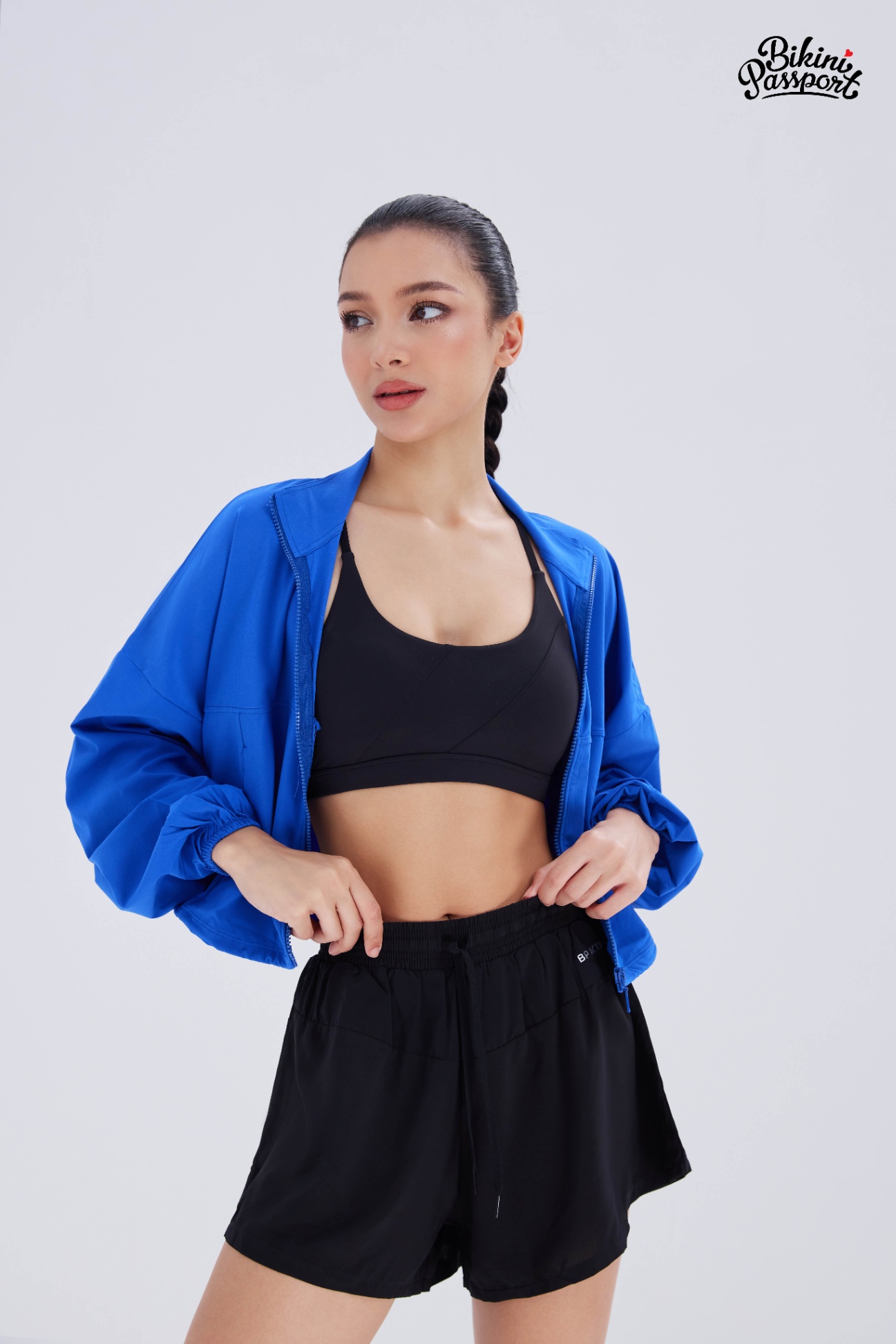 Áo khoác thể thao Croptop - Màu xanh Indigo