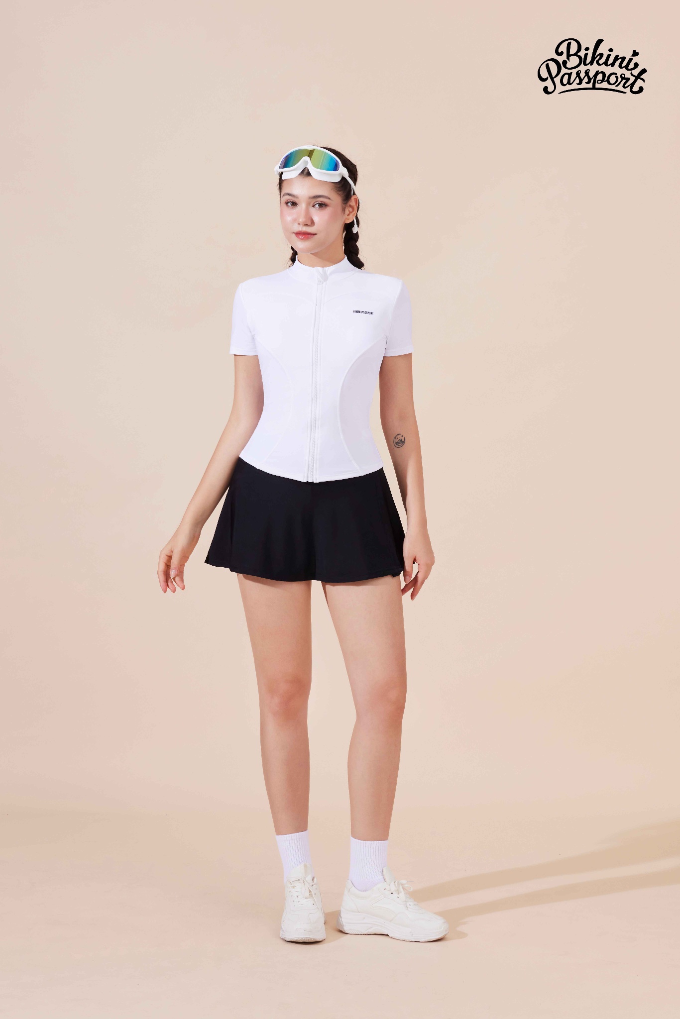 Quần váy BIKINI PASSPORT xẻ tà tạo kiểu - Đen