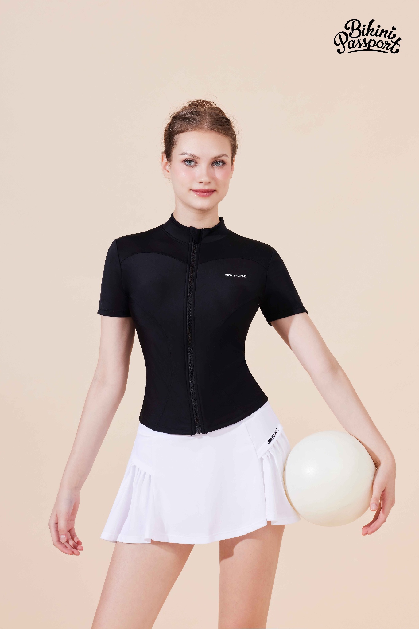 Áo bơi BIKINI PASSPORT ngắn tay tôn dáng - Đen