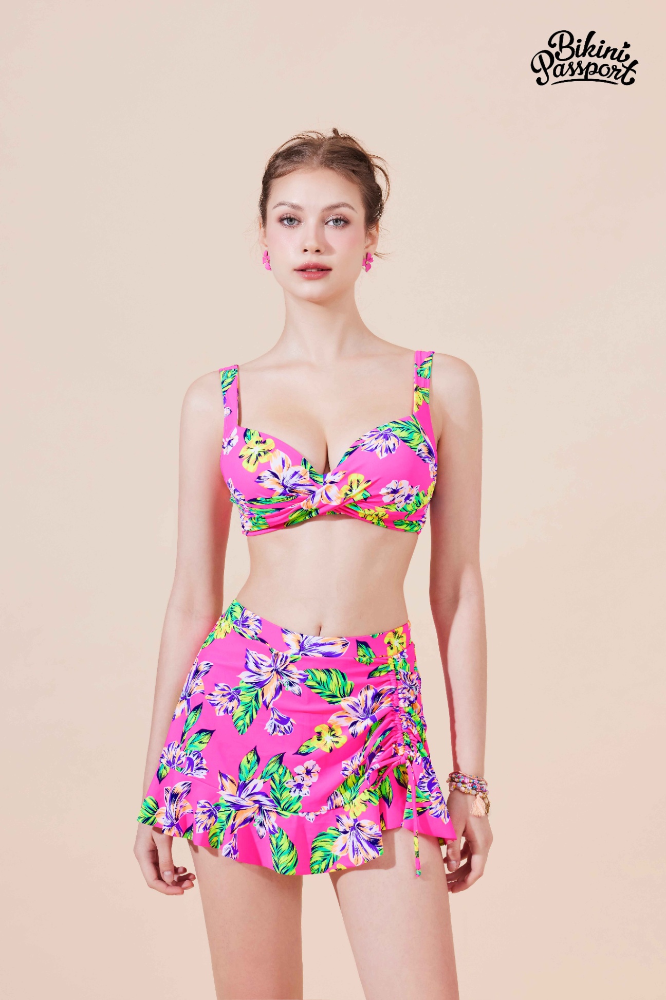 Đồ bơi BIKINI PASSPORT hai mảnh váy áo bra - Hồng
