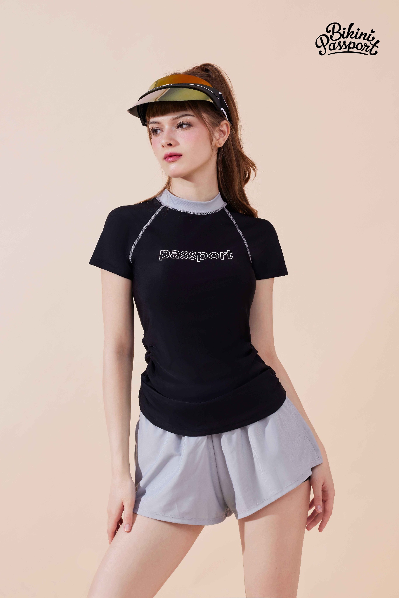 Đồ bơi BIKINI PASSPORT hai mảnh short ngắn - Đen Xám