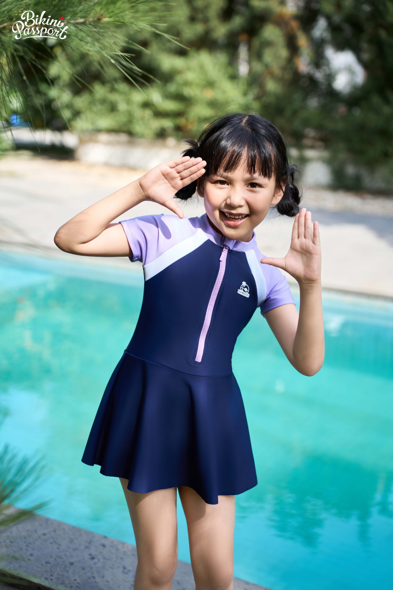 Đồ bơi bé Gái váy áo có khóa - Tím