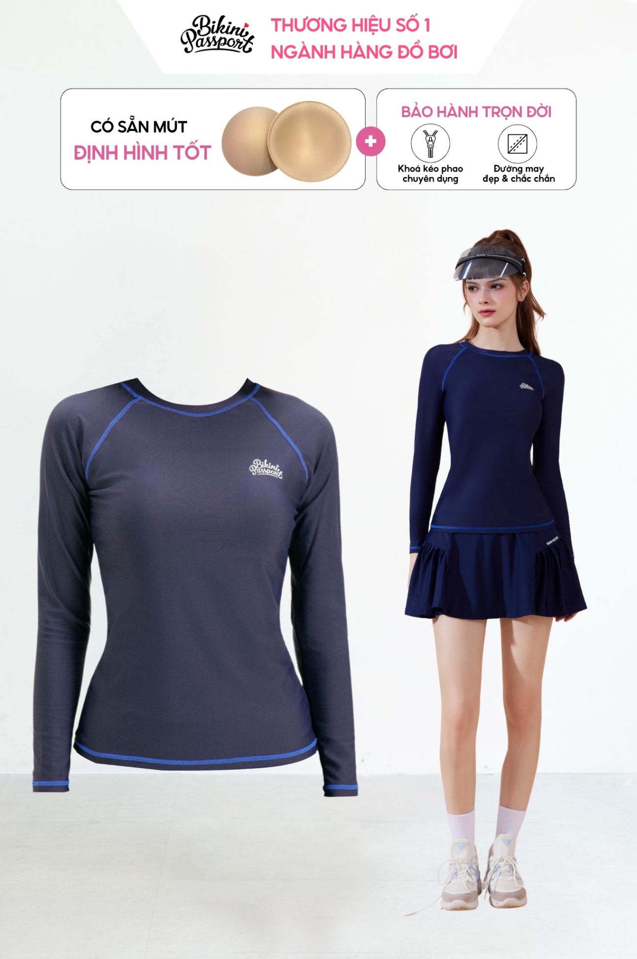 Áo lẻ basic có logo - Xanh Navy