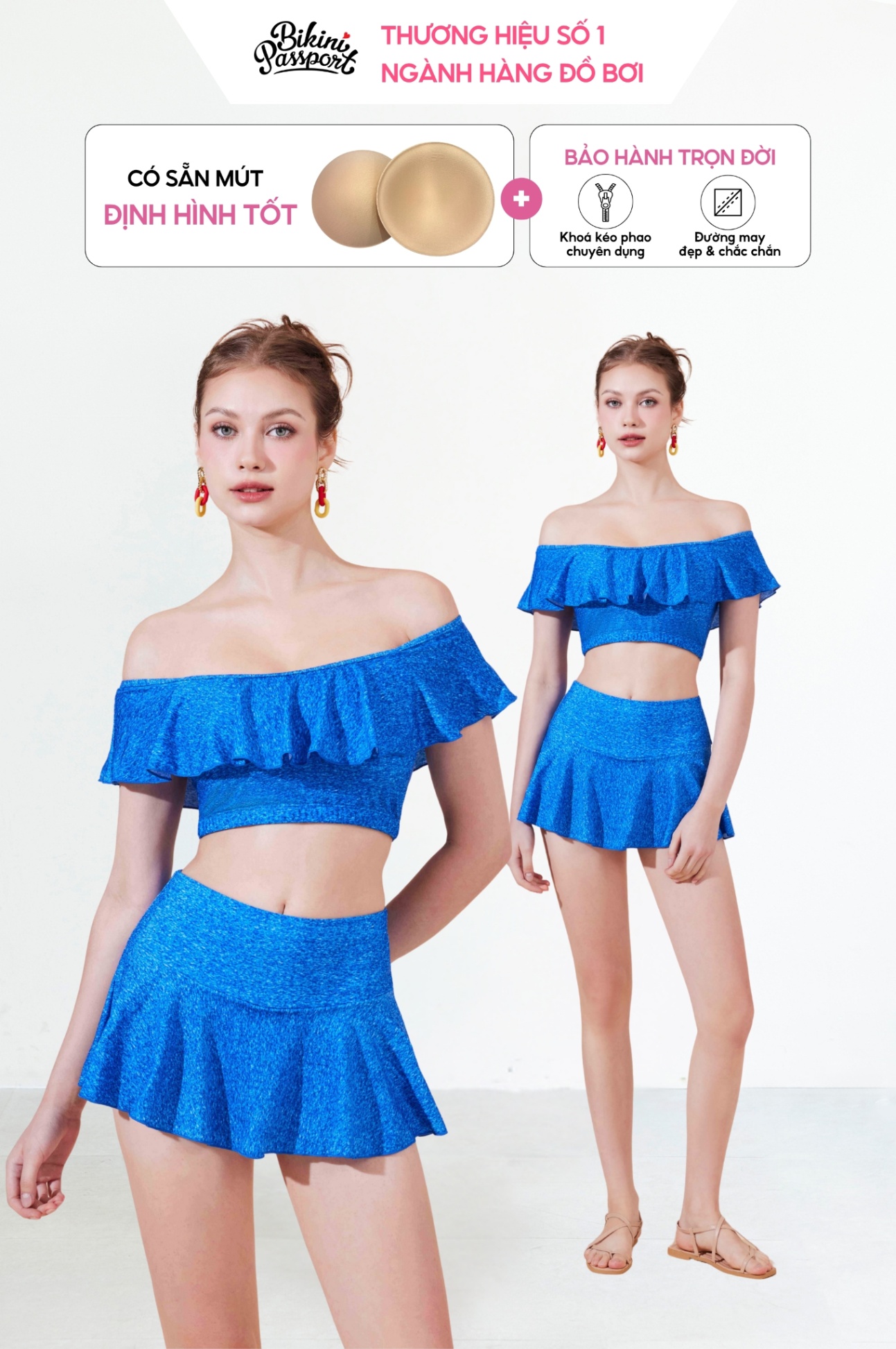 Đồ bơi BIKINI PASSPORT hai mảnh bèo rũ - Xanh