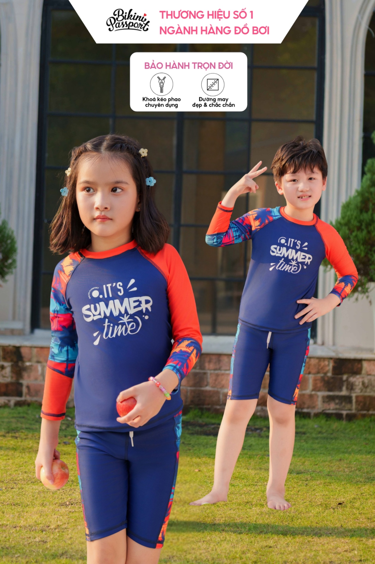Đồ bơi Unisex cho bé dạng quần lửng, áo có tay - Khác