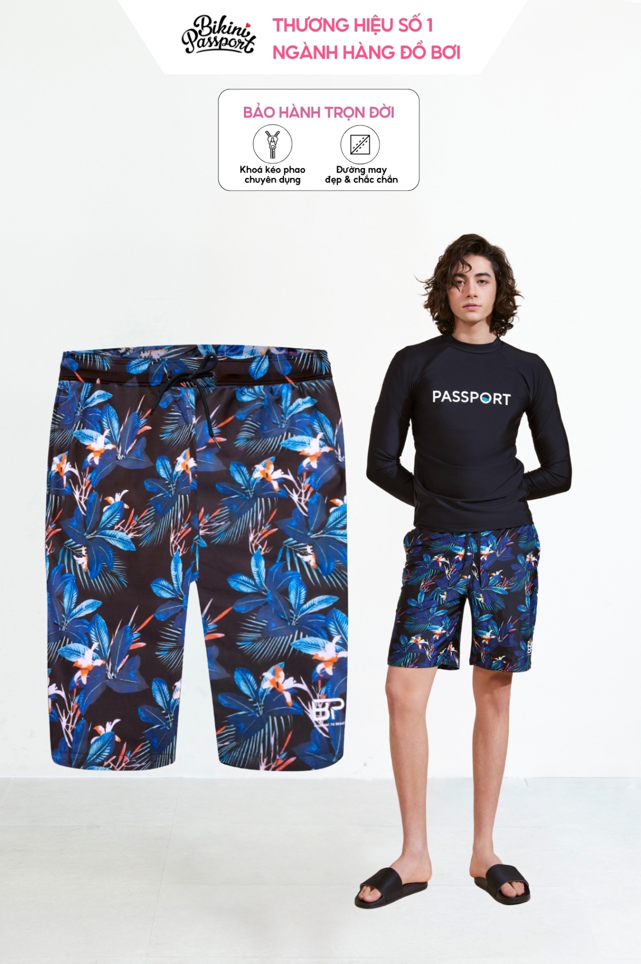 Quần bơi Nam BIKINI PASSPORT kiểu dáng Dài- màu Floral