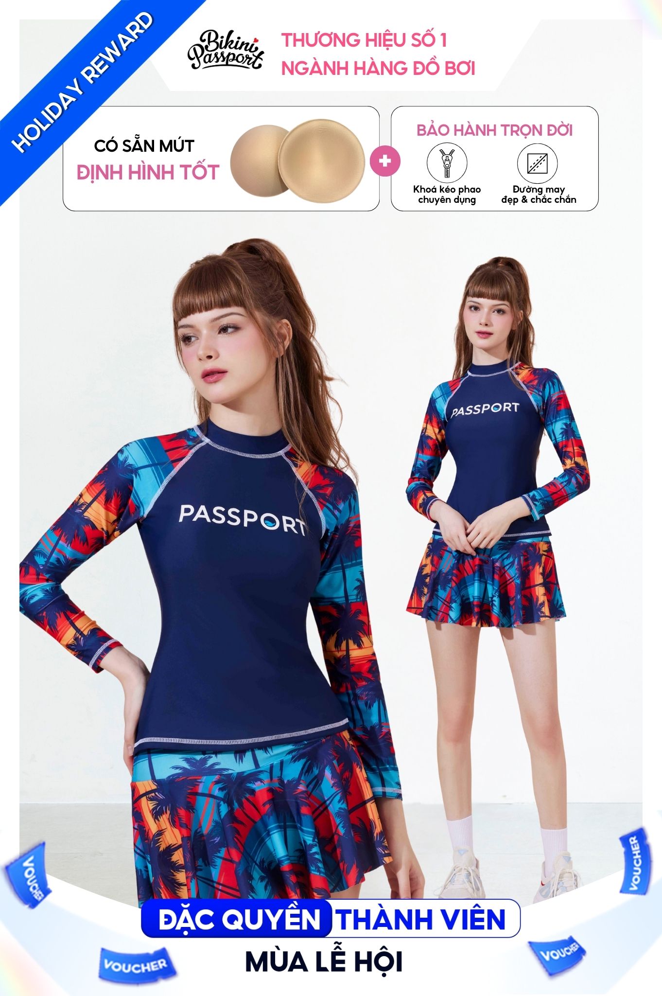 Hai mảnh tay dài, váy - Xanh Navy