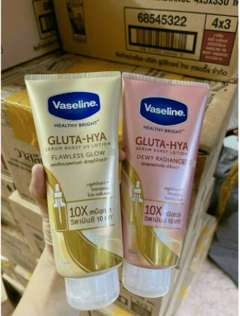 Dưỡng Thể Vaseline Healthy Bright Gluta HYA Serum 10X vàng Thái Lan 330ml