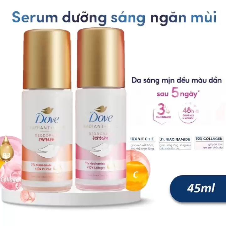 Lăn Khử Mùi Dove 45ml Tinh Chất Serum 3% Niacinamide Dưỡng Da Sáng Mịn