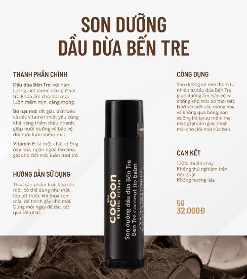 Son dưỡng môi Cocoon Coconut Lip Balm 5g