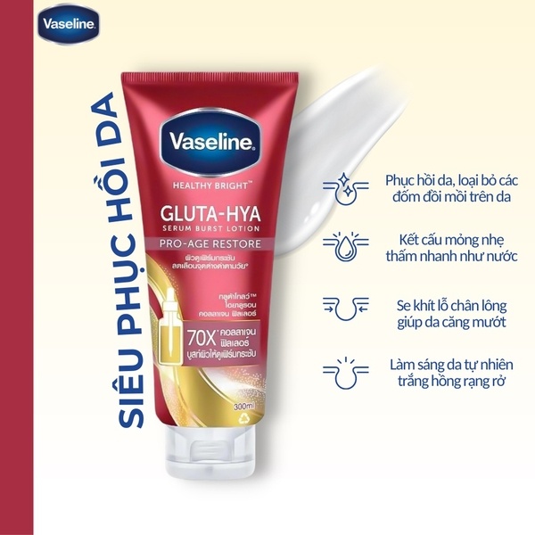 Sữa Dưỡng Thể Vaseline 70x Trắng Da Ngừa Lão Hóa 300ml