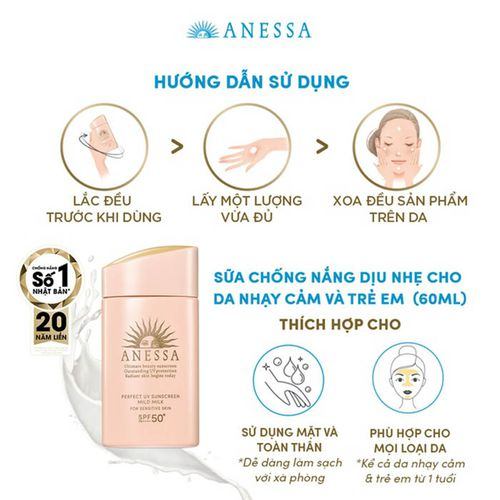 Sữa Chống Nắng Anessa Cho Da Nhạy Cảm 60ml #HỒNG (Mẫu 2024 có hộp)