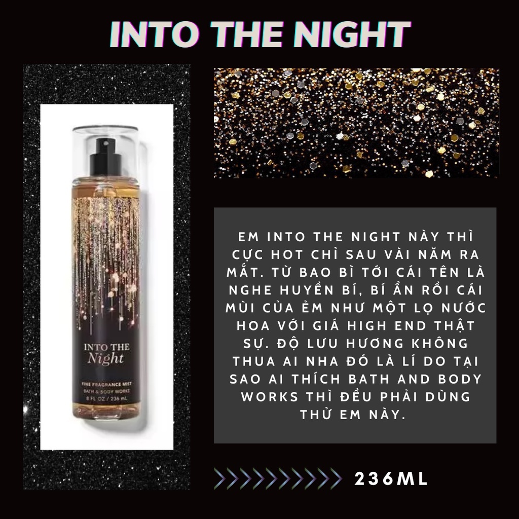 Xịt Thơm Toàn Thân Bath & Body Works Into the night 236ml