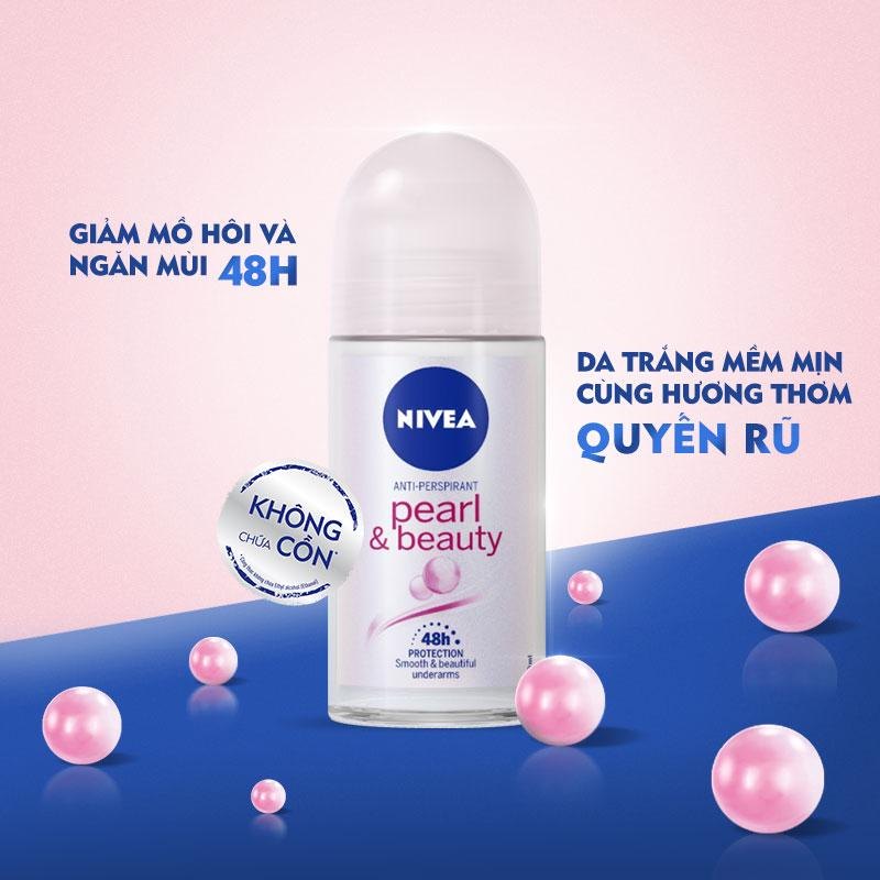 Lăn ngăn mùi Nivea Pearl & Beauty ngọc trai sáng mịn 50ml