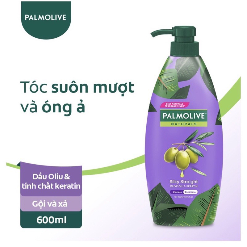 Dầu gội có dầu xả Palmolive thiên nhiên suôn mượt dưỡng ẩm chai 600ml