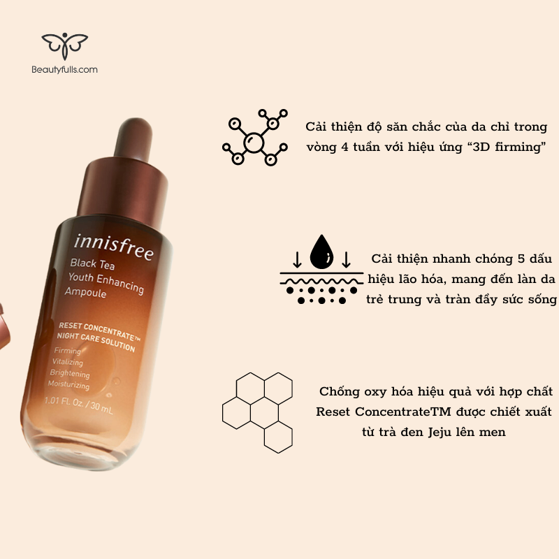 Tinh chất chống lão hóa Innisfree Black Tea Youth Enhancing Ampoule 7ml