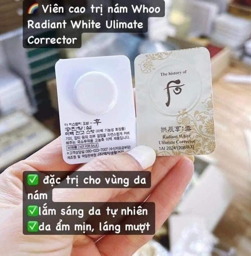 set 10 viên Cao Làm Mờ Nám Whoo Gongjinhyang Seol Radiant White Ultimate Corrector 1ml