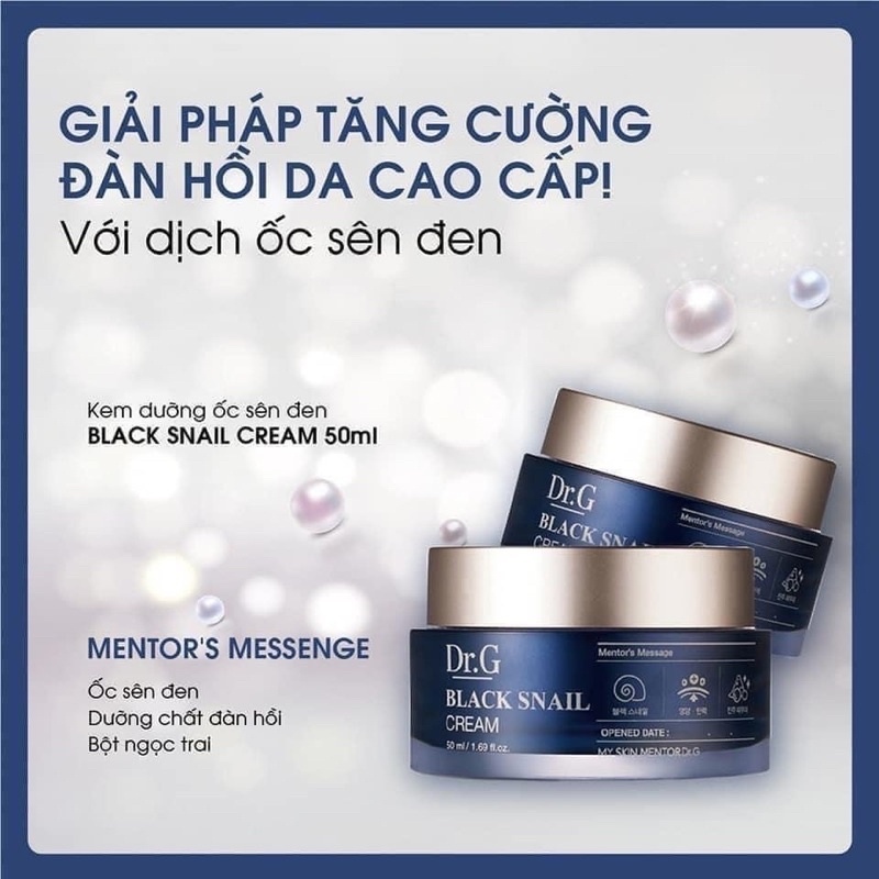 KEM DƯỠNG ẨM NÂNG CƠ CHỐNG LÃO HÓA DR.G BLACK SNAIL CREAM 50ml