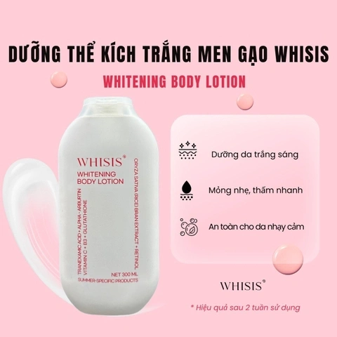 Dưỡng thể kích trắng da Men Gạo Whisis Whitening Body Lotion